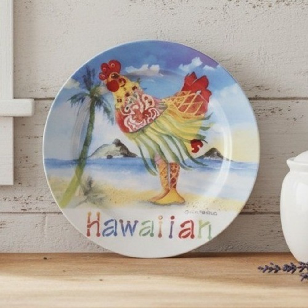 Sharon Neuhaus Hawaiian Luncheon Plate, Vintage Poultry In Motion Series Dish